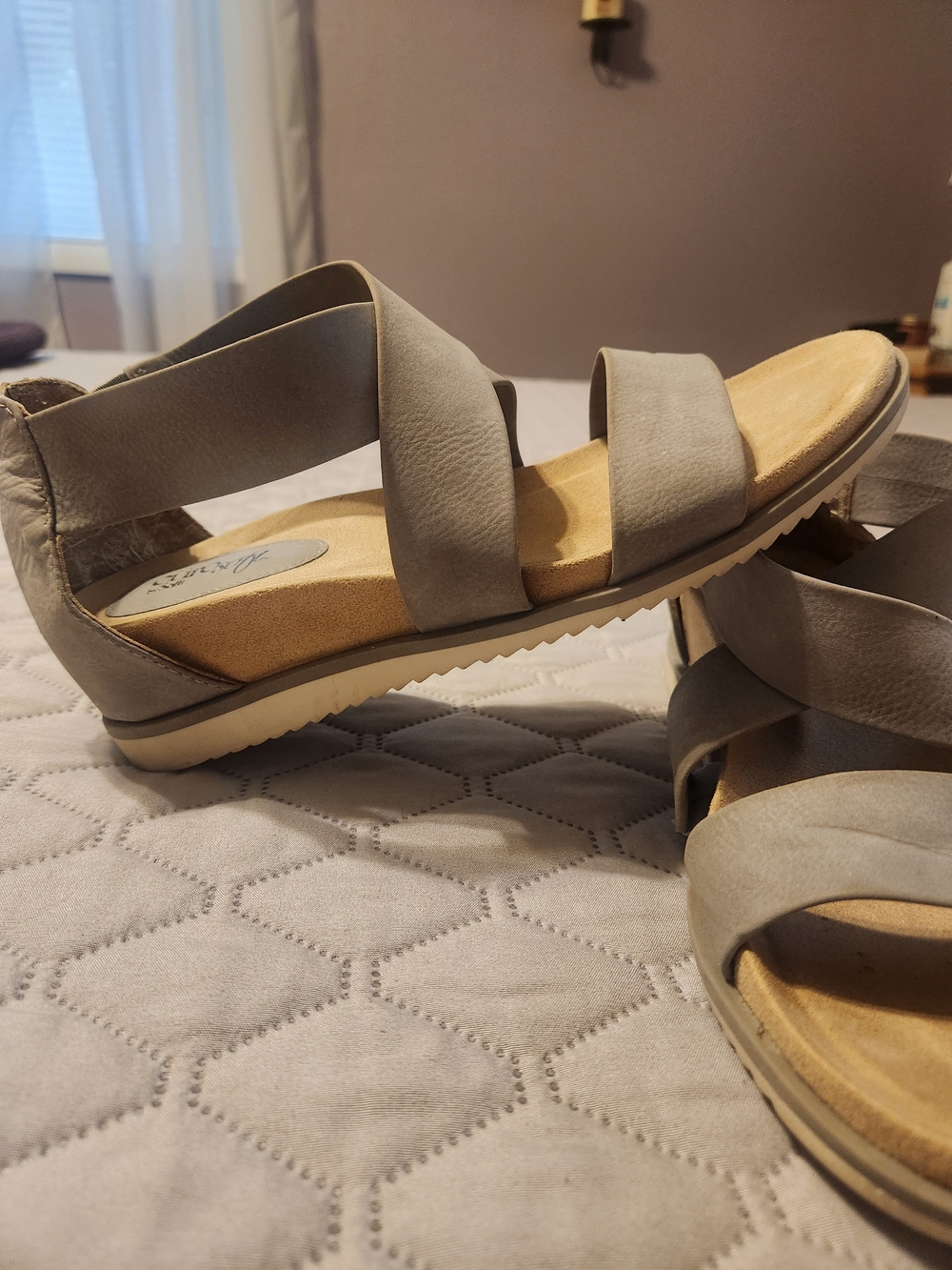 Women's Grey Strappy Wedge Sandals